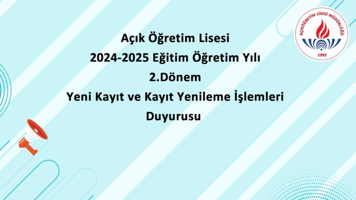 AÇIK LİSE 2. DÖNEM KAYIT İŞLEMLERİ